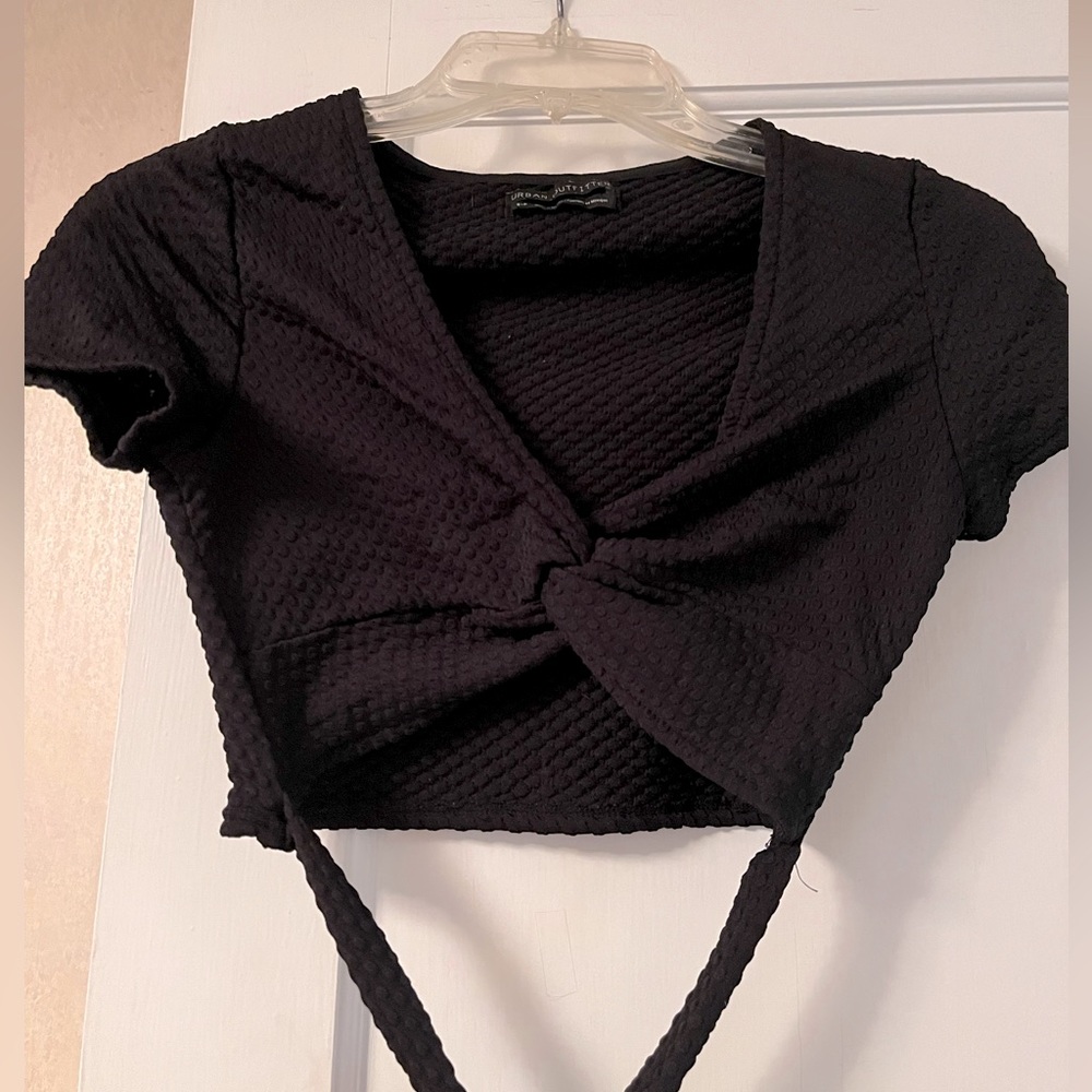 Women’s Urban Outfitters Black Crop Top with Waist Tie Size S